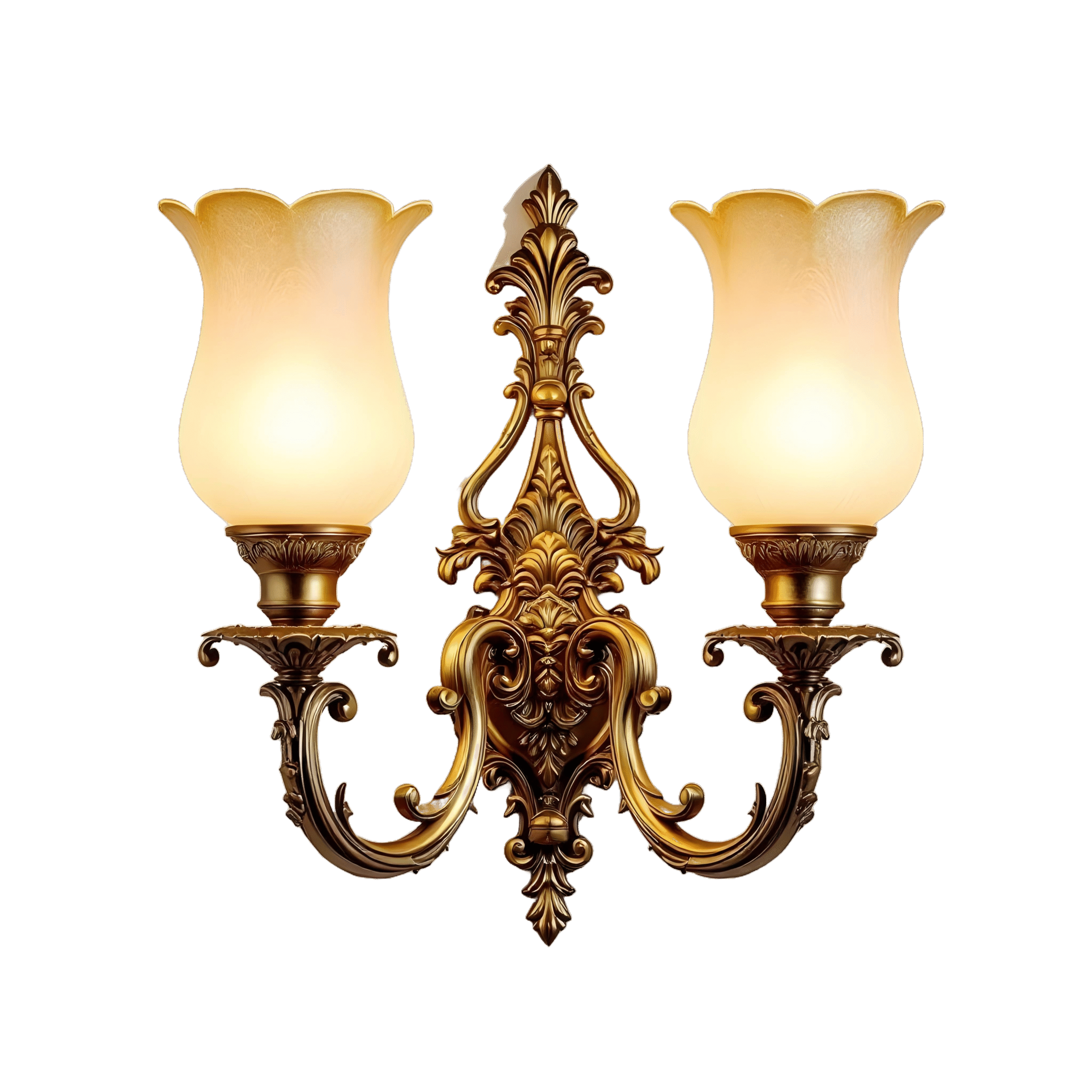 Download Antique Brass Wall Lamp PNG for Elegant Bedroom Decor
