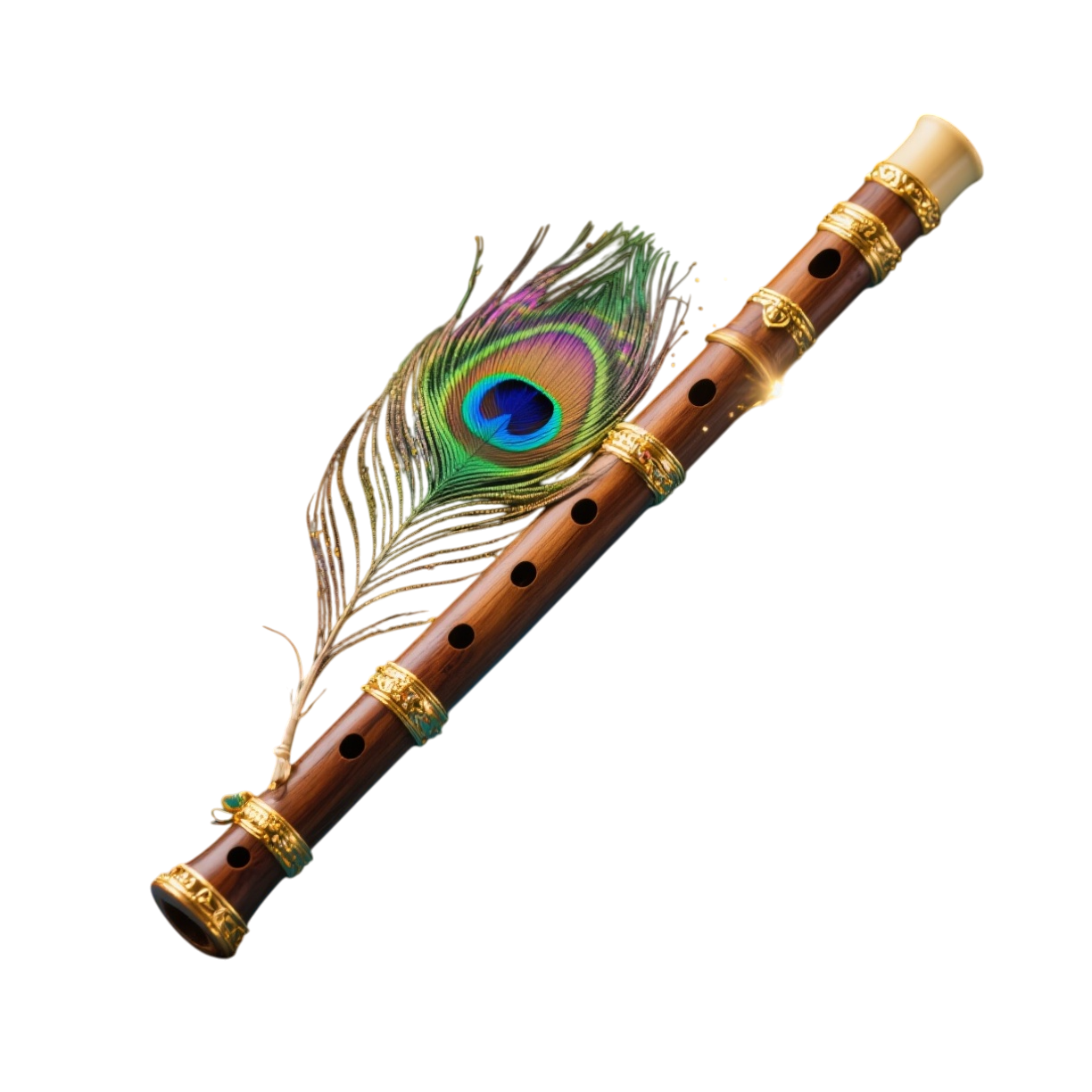 Krishna Flute & Peacock Feather PNG